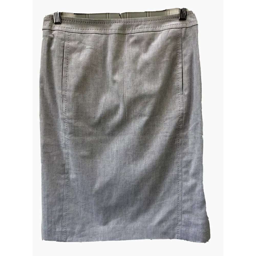 Talbots Womens NWT Linen Blend Soft Chambray Top Stitched Lined Pencil Skirt Sz6